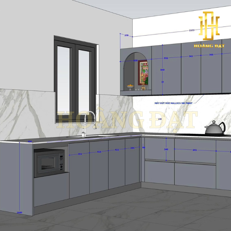 Tủ bếp nhựa cao cấp Hoàng Đạt - TBN014