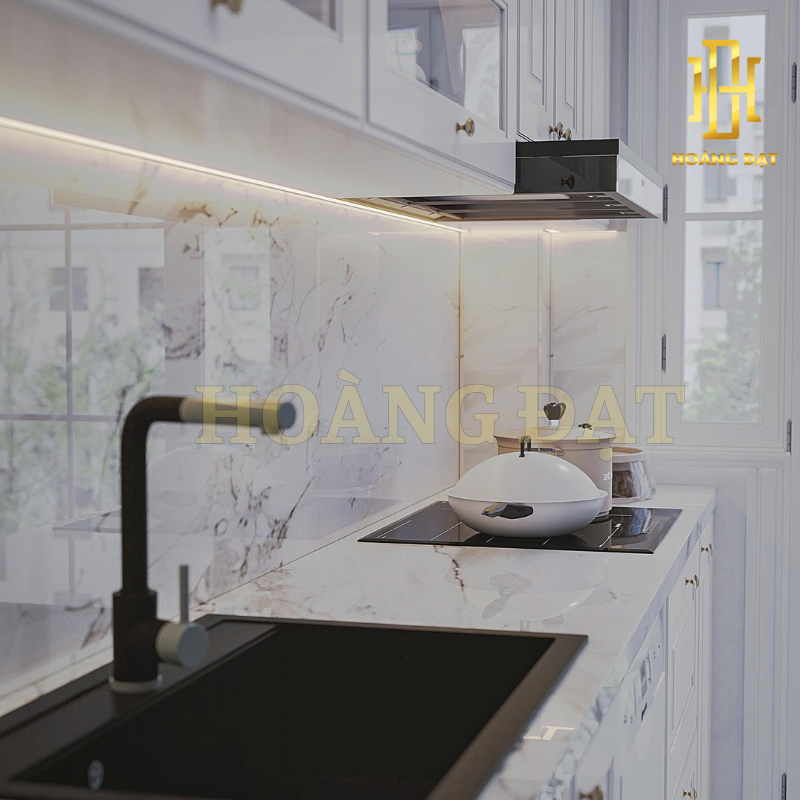 Tủ bếp hiện đại gỗ công nghiệp Hoàng Đạt - TBG009