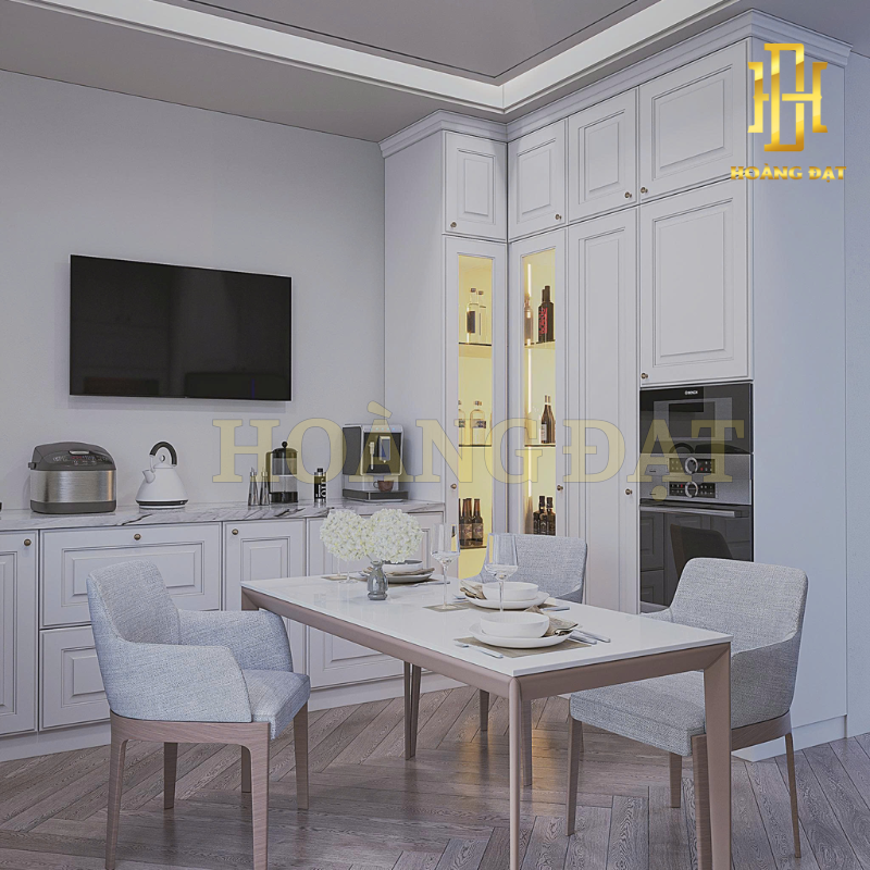 Tủ bếp hiện đại gỗ công nghiệp Hoàng Đạt - TBG009