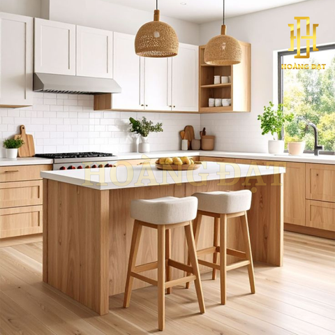 Tủ bếp hiện đại gỗ công nghiệp Hoàng Đạt - TBG010