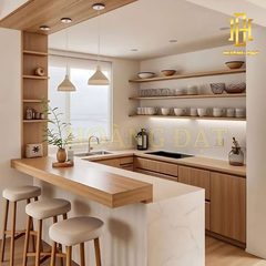 Tủ bếp hiện đại gỗ công nghiệp Hoàng Đạt - TBG010