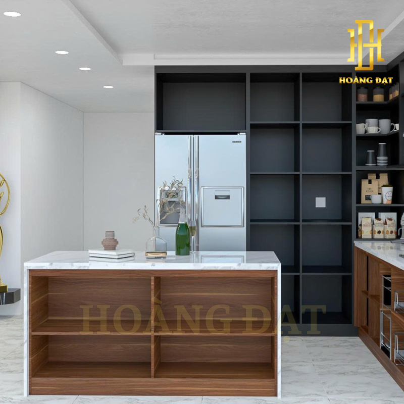 Tủ bếp hiện đại gỗ công nghiệp Hoàng Đạt - TBG012