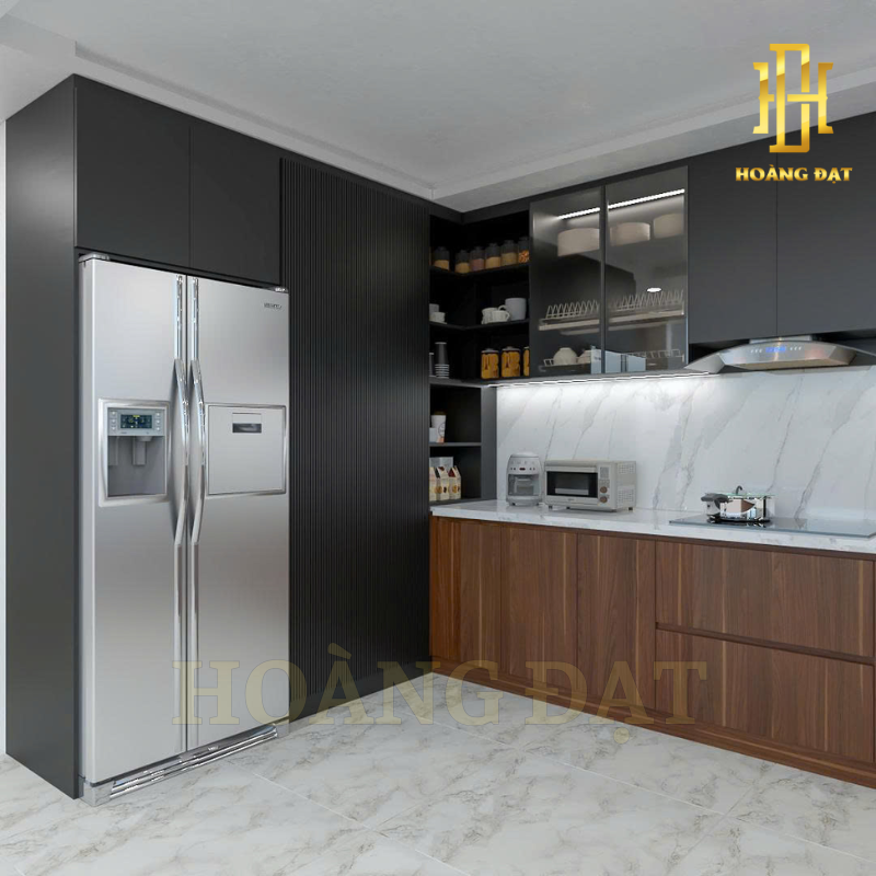 Tủ bếp hiện đại gỗ công nghiệp Hoàng Đạt - TBG012