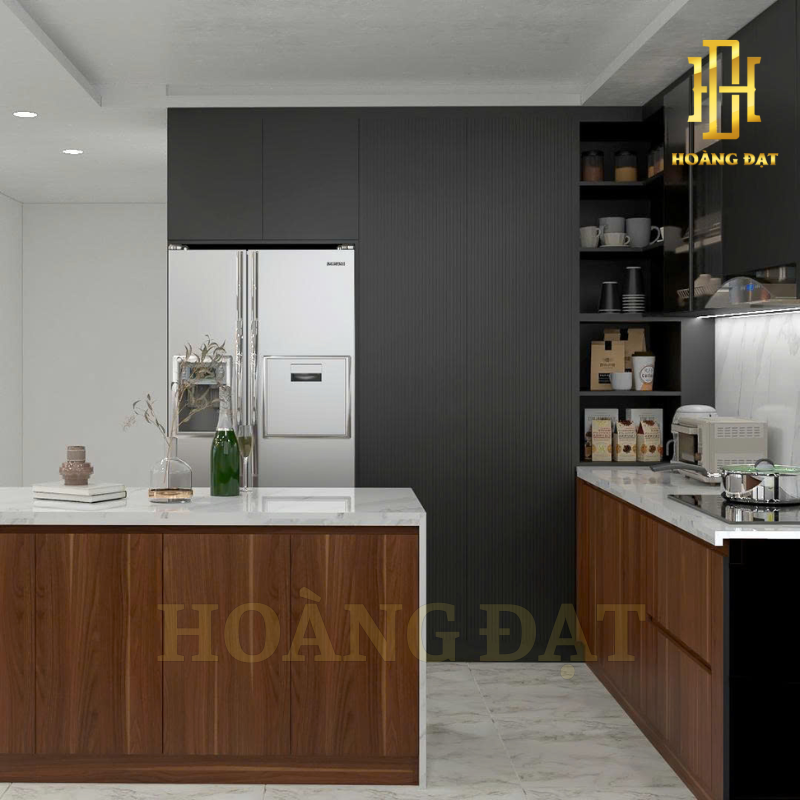 Tủ bếp hiện đại gỗ công nghiệp Hoàng Đạt - TBG012