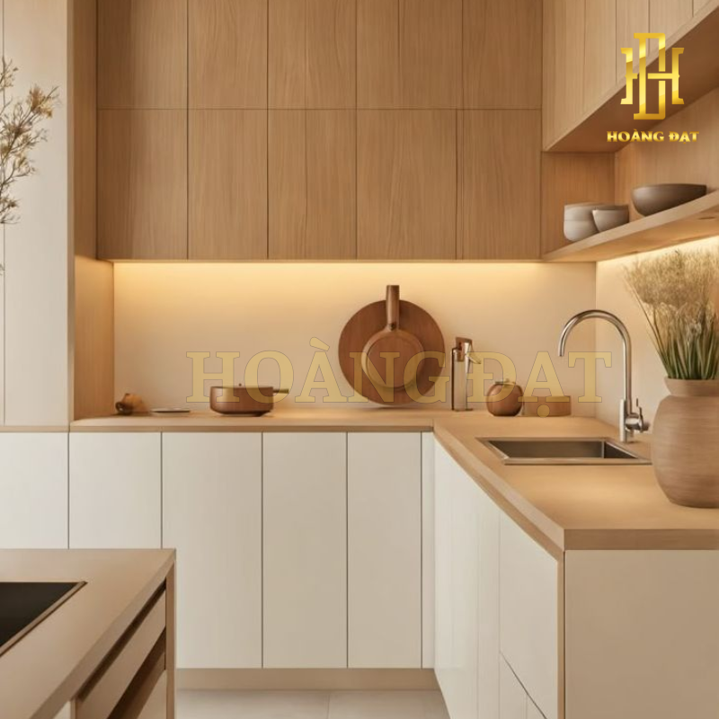Tủ bếp hiện đại gỗ công nghiệp Hoàng Đạt - TBG004