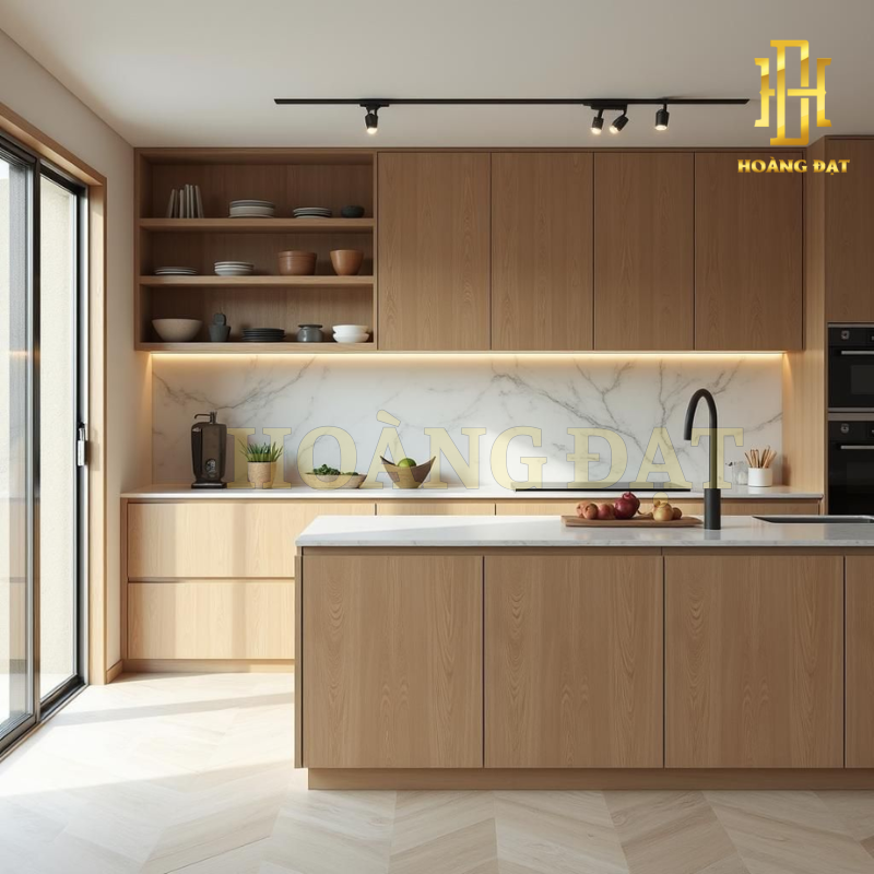 Tủ bếp hiện đại gỗ công nghiệp Hoàng Đạt - TBG005