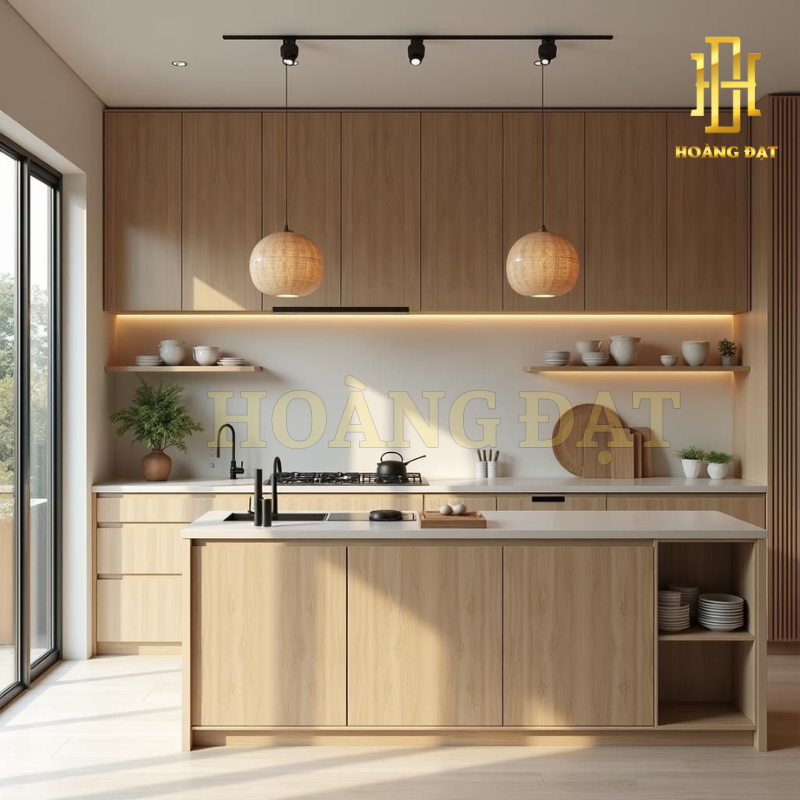 Tủ bếp hiện đại gỗ công nghiệp Hoàng Đạt - TBG005