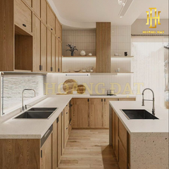 Tủ bếp hiện đại gỗ công nghiệp Hoàng Đạt - TBG005