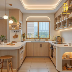 Tủ bếp hiện đại gỗ công nghiệp Hoàng Đạt - TBG006