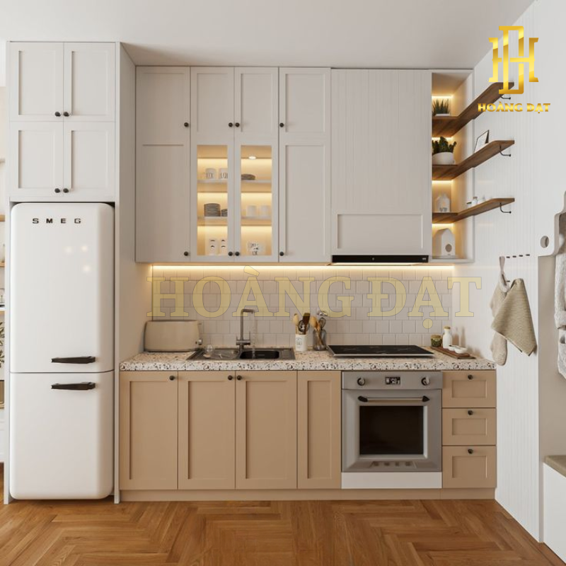 Tủ bếp hiện đại gỗ công nghiệp Hoàng Đạt - TBG006