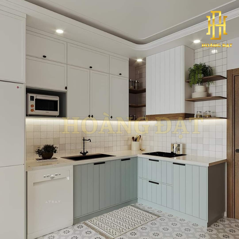 Tủ bếp hiện đại gỗ công nghiệp Hoàng Đạt - TBG007