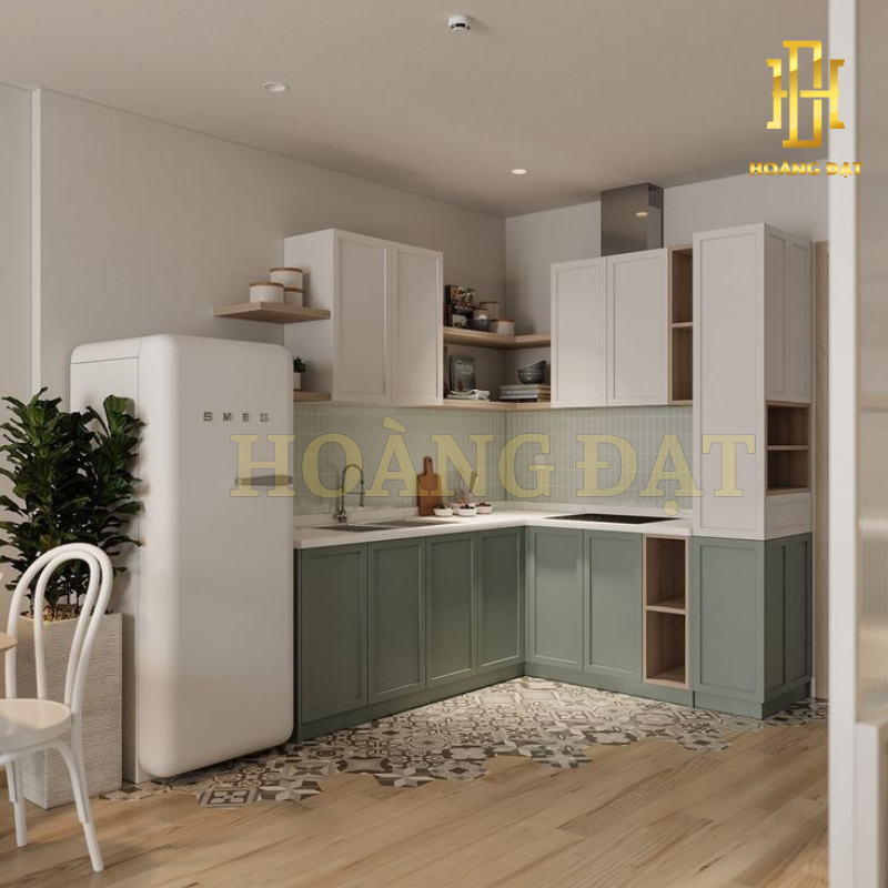 Tủ bếp hiện đại gỗ công nghiệp Hoàng Đạt - TBG007