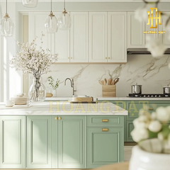Tủ bếp hiện đại gỗ công nghiệp Hoàng Đạt - TBG008