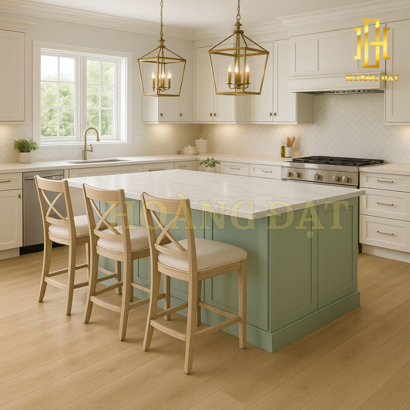 Tủ bếp hiện đại gỗ công nghiệp Hoàng Đạt - TBG008