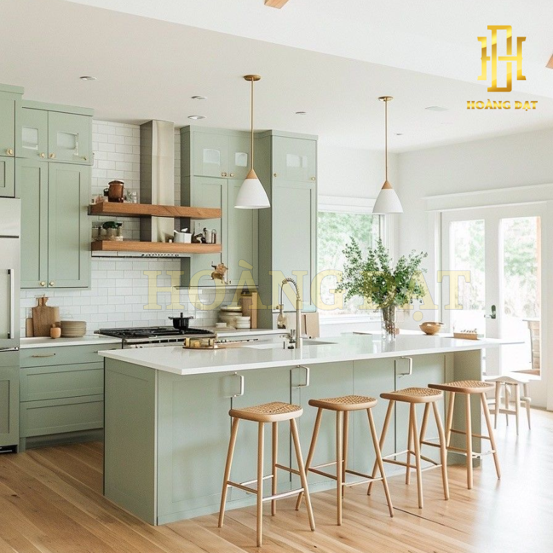 Tủ bếp hiện đại gỗ công nghiệp Hoàng Đạt - TBG008