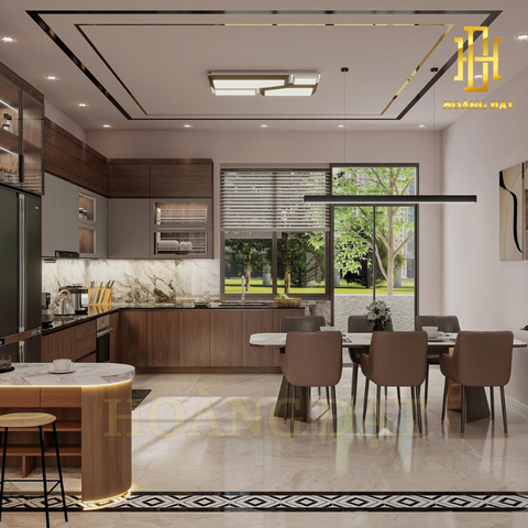 Tủ bếp hiện đại gỗ công nghiệp Hoàng Đạt - TBG011