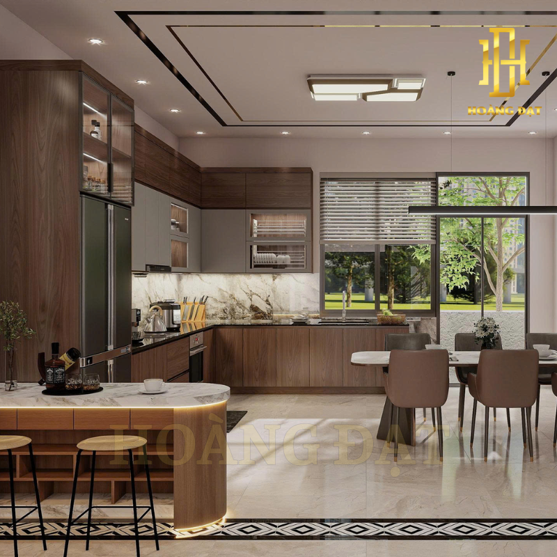 Tủ bếp hiện đại gỗ công nghiệp Hoàng Đạt - TBG011