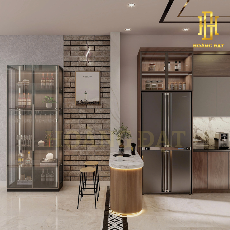 Tủ bếp hiện đại gỗ công nghiệp Hoàng Đạt - TBG011