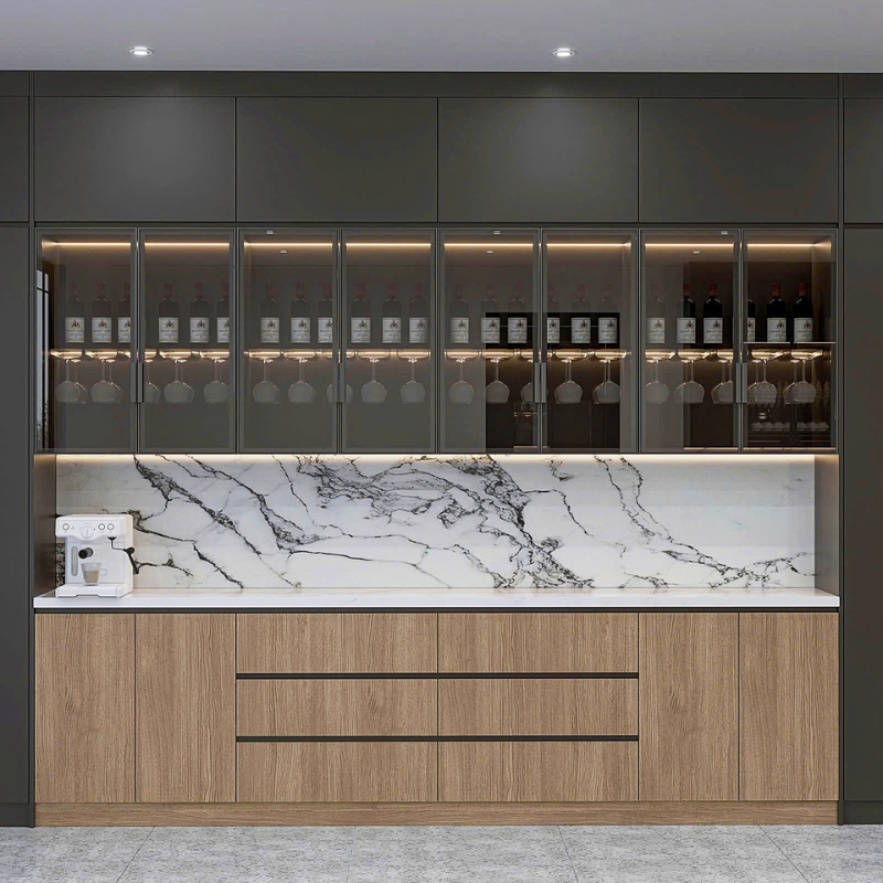 Tủ bếp hiện đại gỗ công nghiệp Hoàng Đạt - TBG001