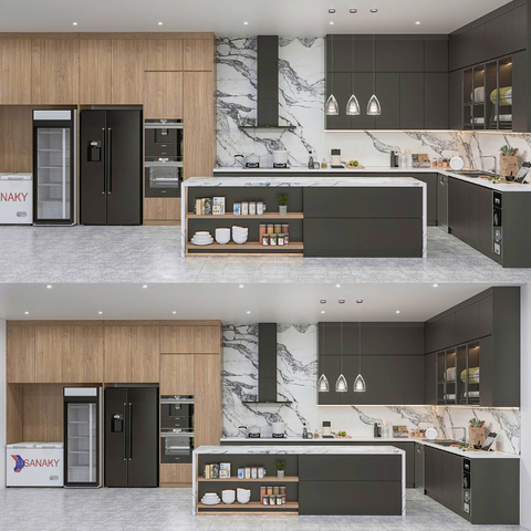 Tủ bếp hiện đại gỗ công nghiệp Hoàng Đạt - TBG001