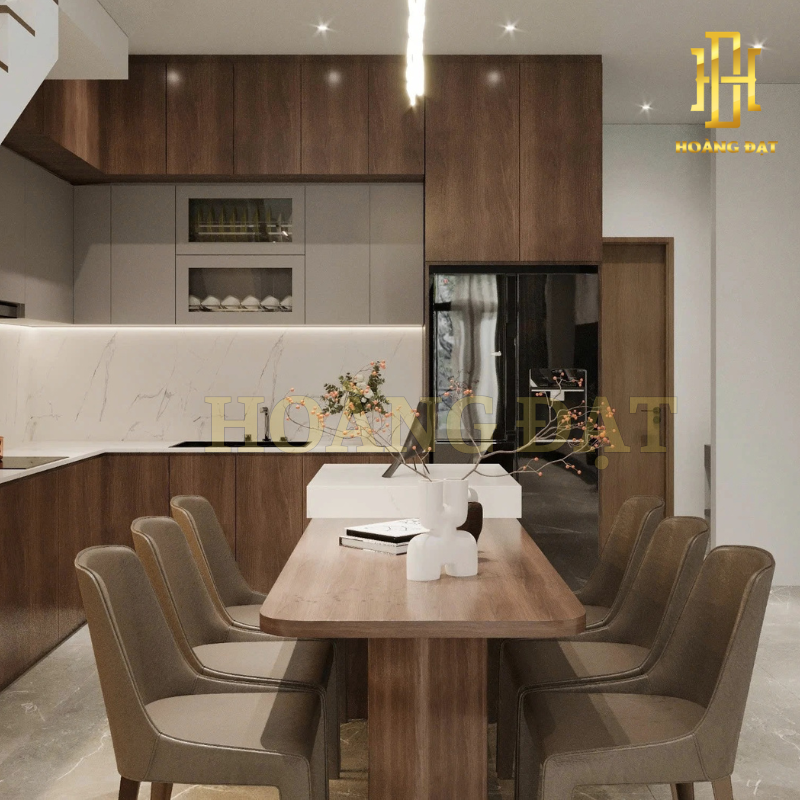 Tủ bếp hiện đại gỗ công nghiệp Hoàng Đạt - TBG002