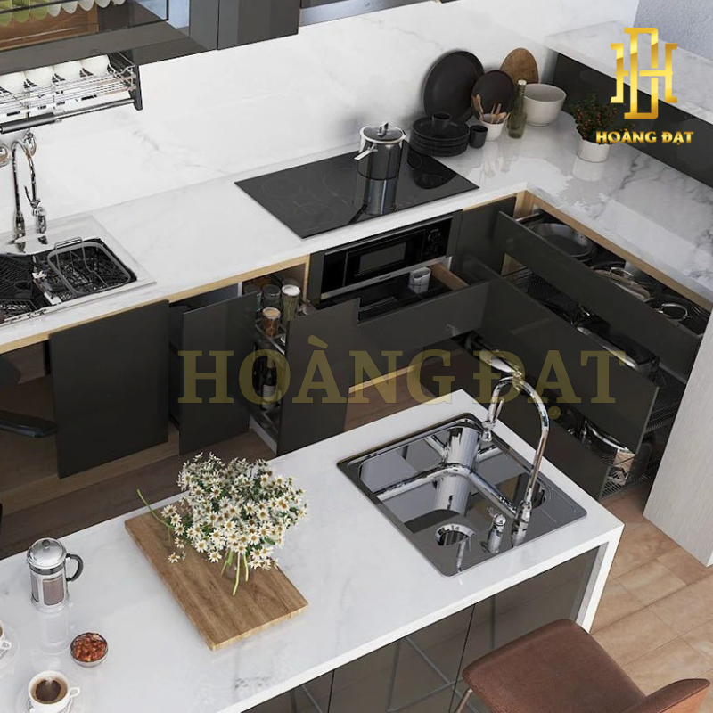 Tủ bếp hiện đại gỗ công nghiệp Hoàng Đạt - TBG003