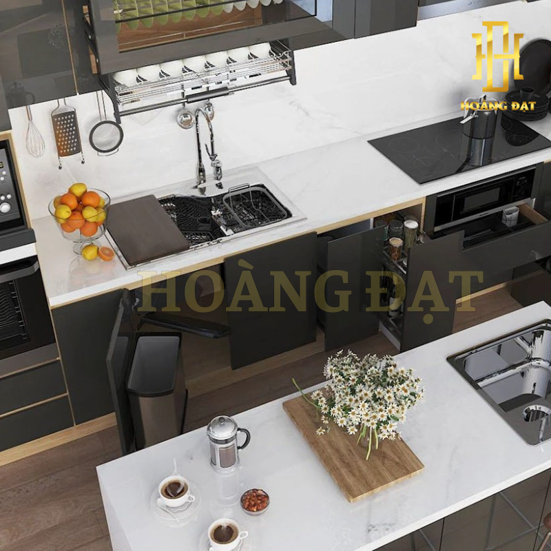 Tủ bếp hiện đại gỗ công nghiệp Hoàng Đạt - TBG003