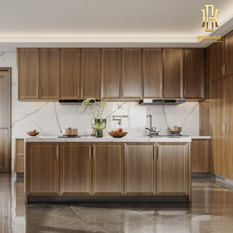 Tủ bếp hiện đại gỗ công nghiệp Hoàng Đạt - TBG022