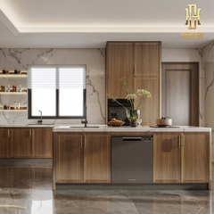 Tủ bếp hiện đại gỗ công nghiệp Hoàng Đạt - TBG022