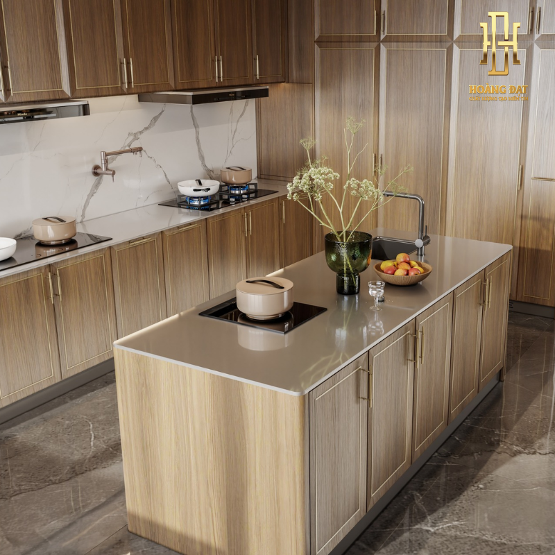 Tủ bếp hiện đại gỗ công nghiệp Hoàng Đạt - TBG022
