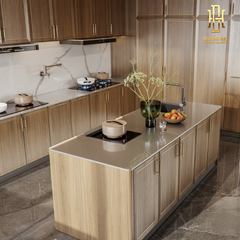Tủ bếp hiện đại gỗ công nghiệp Hoàng Đạt - TBG022