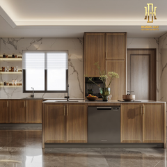 Tủ bếp hiện đại gỗ công nghiệp Hoàng Đạt - TBG022