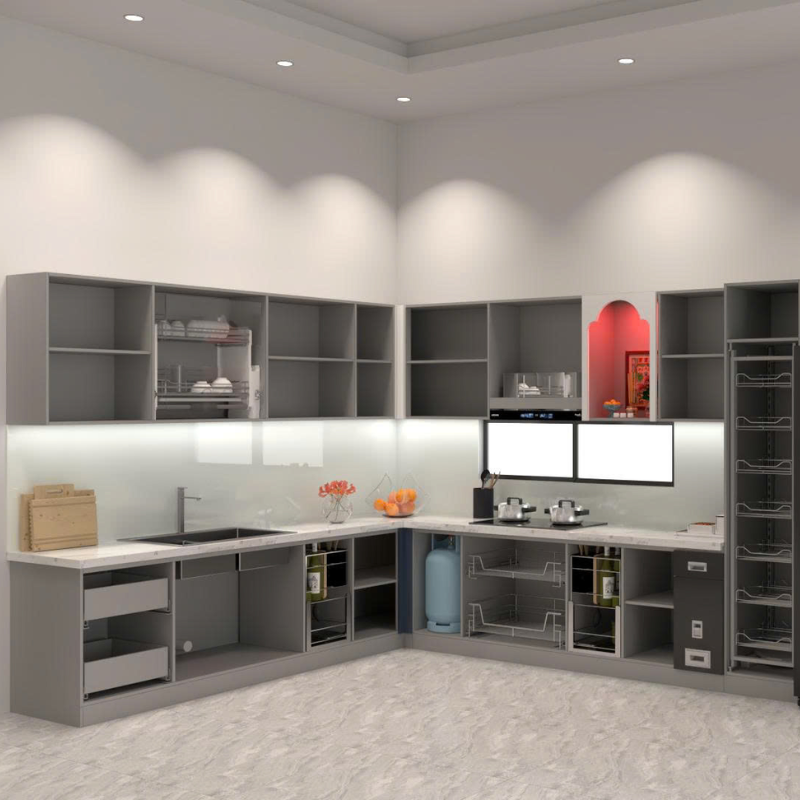 Tủ bếp hợp kim nhôm Hoàng Đạt - TBHK004