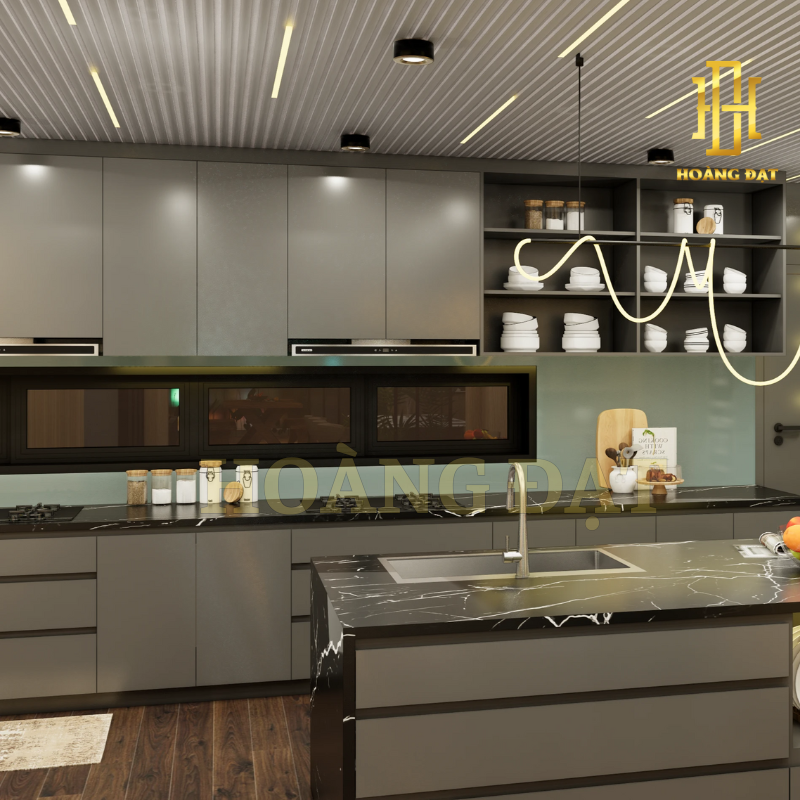 Tủ bếp hợp kim nhôm Hoàng Đạt - TBHK003