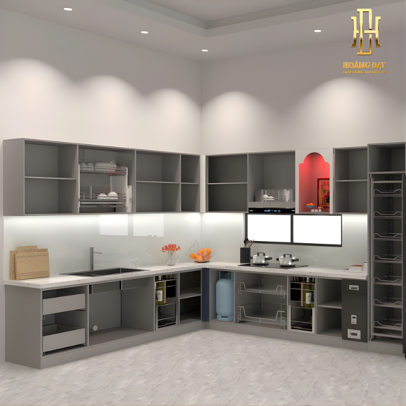 Tủ bếp hợp kim nhôm Hoàng Đạt - TBHK004