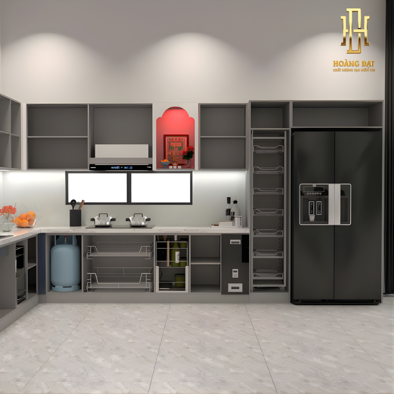 Tủ bếp hợp kim nhôm Hoàng Đạt - TBHK004