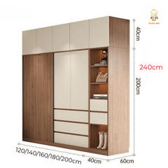 Tủ quần áo gỗ MDF cao cấp Hoàng Đạt - TQA008