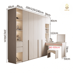 Tủ quần áo gỗ MDF cao cấp Hoàng Đạt (kèm bàn trang điểm) - TQA009