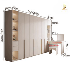 Tủ quần áo gỗ MDF cao cấp Hoàng Đạt (kèm bàn trang điểm) - TQA009