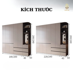 Tủ quần áo gỗ MDF cao cấp Hoàng Đạt - TQA003