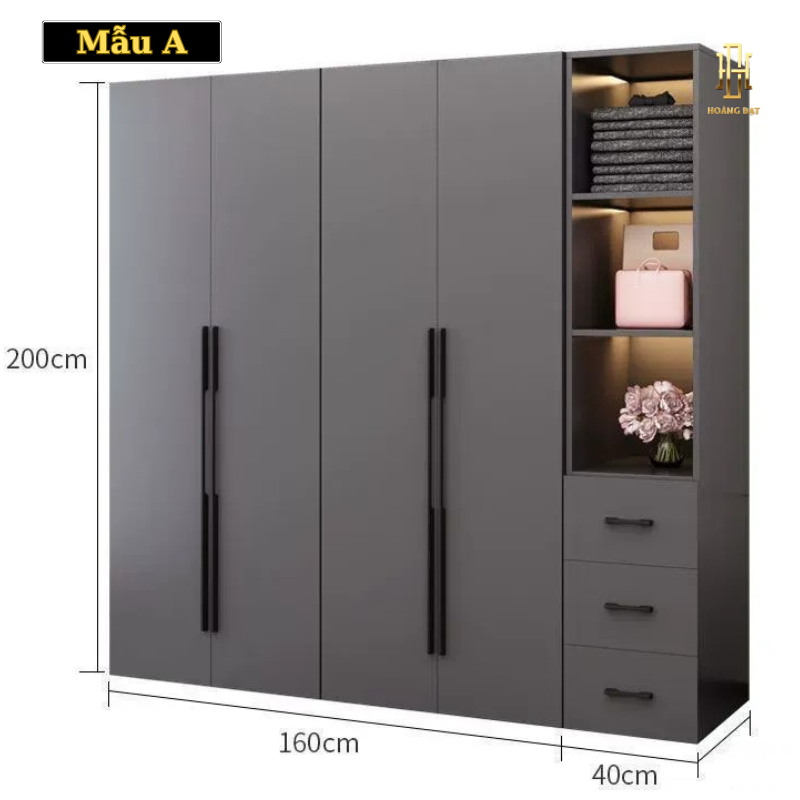 Tủ quần áo gỗ MDF cao cấp Hoàng Đạt - TQA006