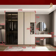 Tủ quần áo gỗ công nghiệp Hoàng Đạt kèm bàn trang điểm - TQA007