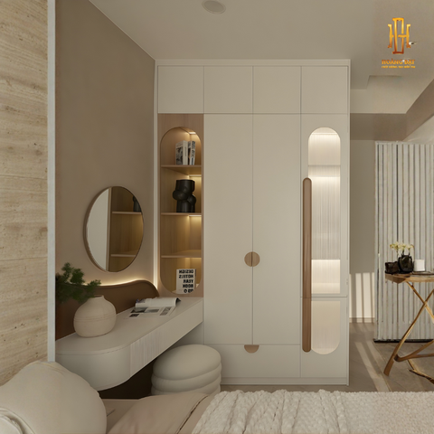 Tủ quần áo gỗ MDF cao cấp Hoàng Đạt (kèm bàn trang điểm) - TQA011
