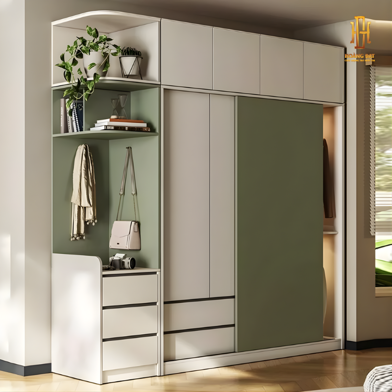 Tủ quần áo gỗ công nghiệp Hoàng Đạt - TQA018