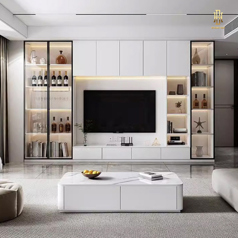 Tủ tivi cánh kính cao cấp Hoàng Đạt - TV001