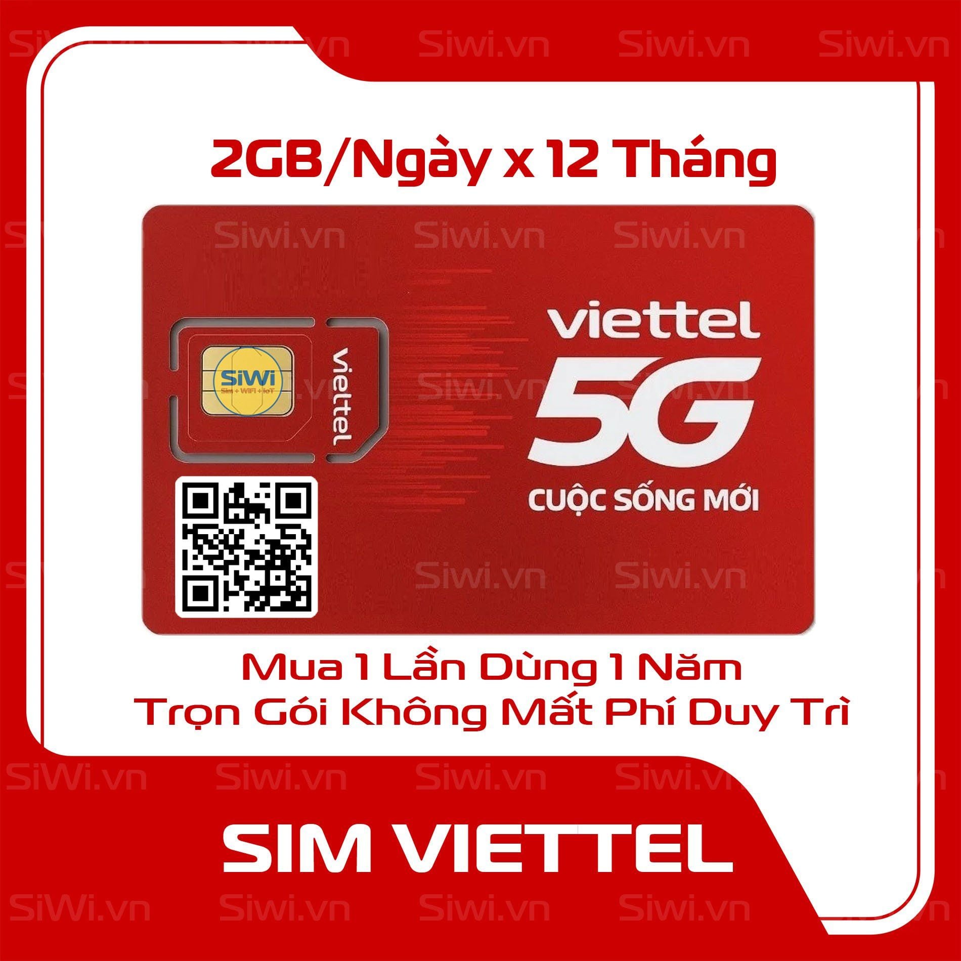  Sim Data 5G Viettel 12ST60N 2GB/Ngày Trọn Gói 12 Tháng 