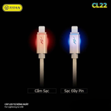  Cáp Sạc Lightning Titan Bọc Dù LED Tự Động Ngắt CL22 