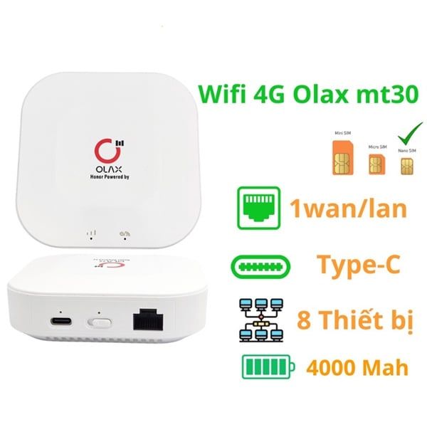  Bộ Phát Wifi 4G OLAX MT30 150Mbps Có 1 Cổng Lan 