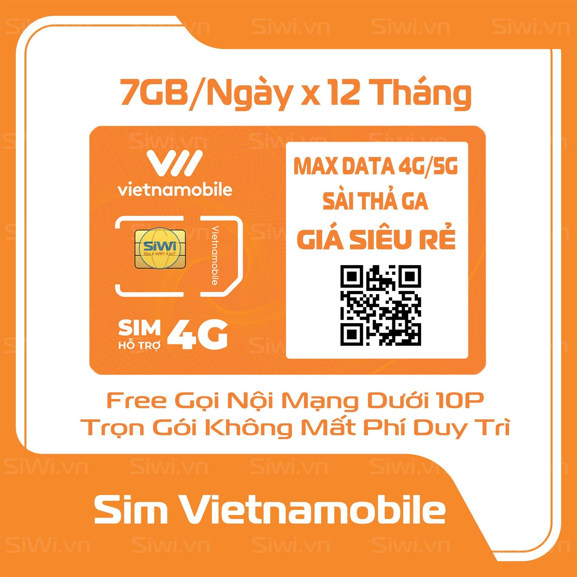  Sim 5G Vietnamobile D365 7GB/Ngày Trọn Gói 1 Năm 