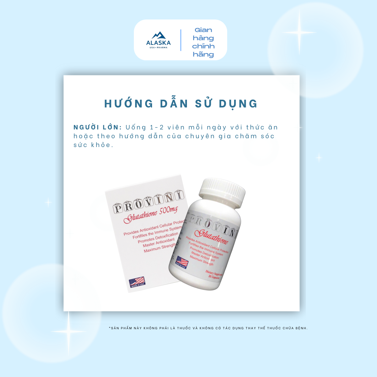 Chnh Hng M] Vin Ung PROVINI Glutathione 500mg - H Tr Chng Oxy   Alaskausa